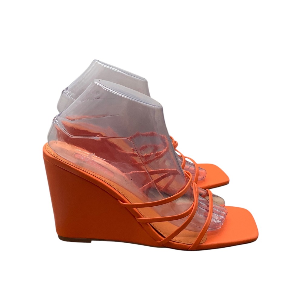 Topshop Orange Strappy Square Toe Wedge Sandals US 8 UK 6 EU 39 114610246 - Picture 4 of 8